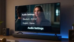 IPTV Tonspur ändern Menü auf einem Smart TV mit deutschen Untertiteln